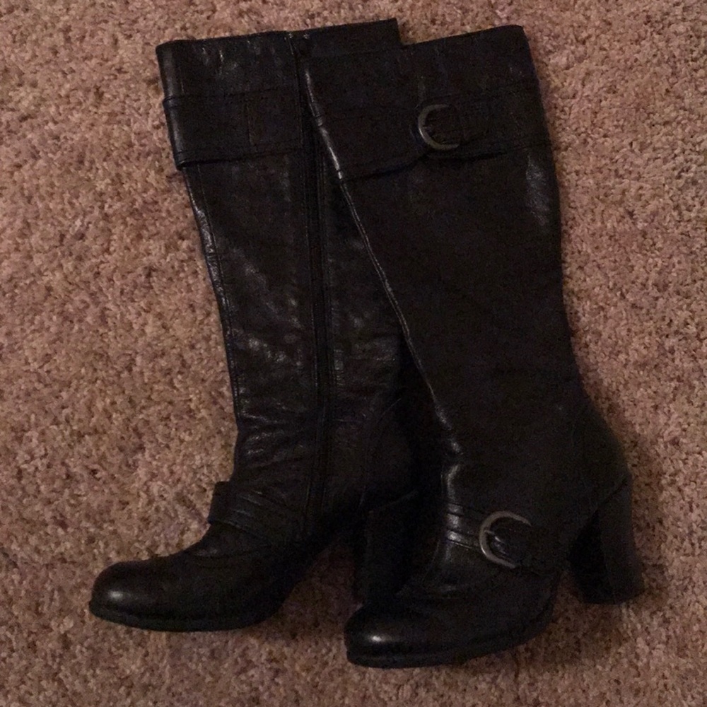 Born black leather boots